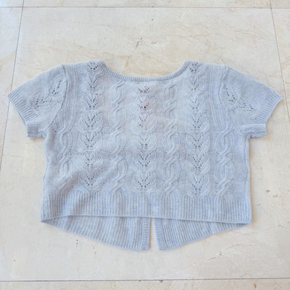 LoveShackFancy Elba cardigan wool cashmere baby blue size M - Picture 7 of 16